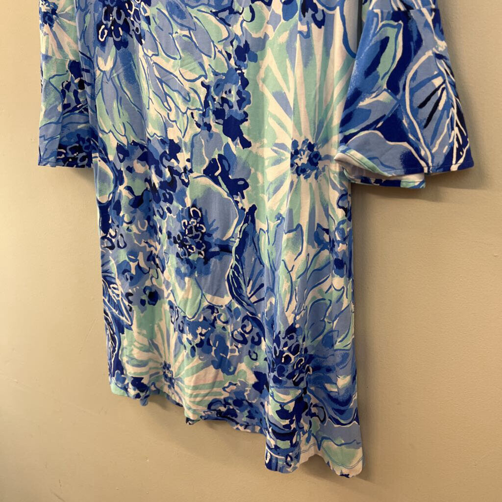 Lilly Pulitzer Blue/ White Print Long Sleeve Dress Small