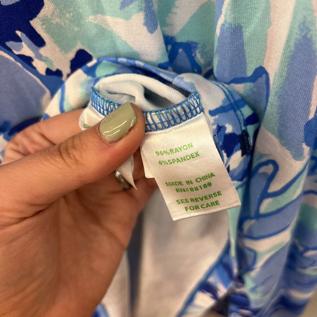 Lilly Pulitzer Blue/ White Print Long Sleeve Dress Small