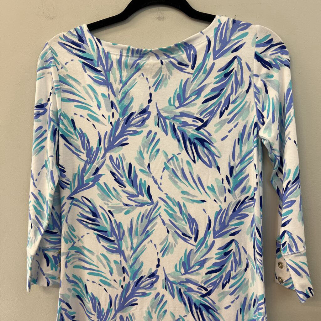 Lilly Pulitzer White/ Blue Print Long Sleeve Dress Small