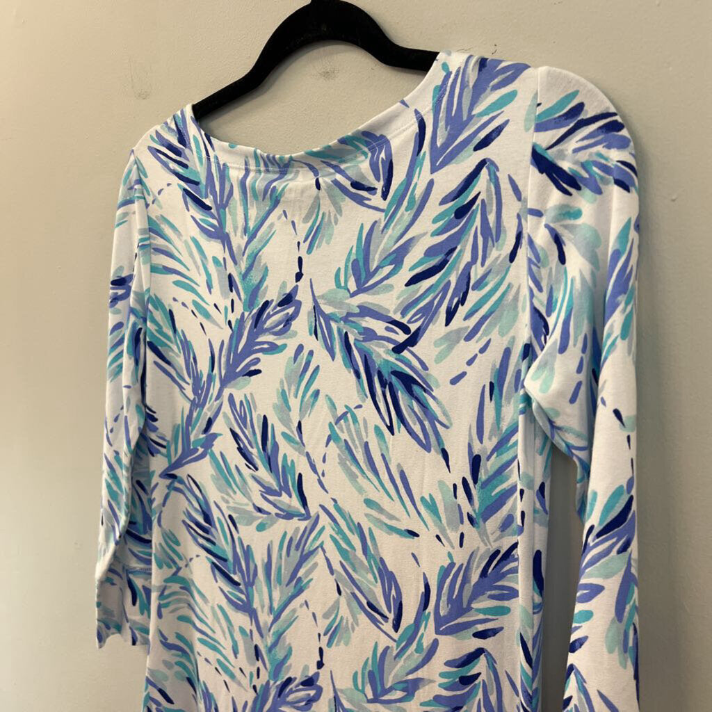Lilly Pulitzer White/ Blue Print Long Sleeve Dress Small