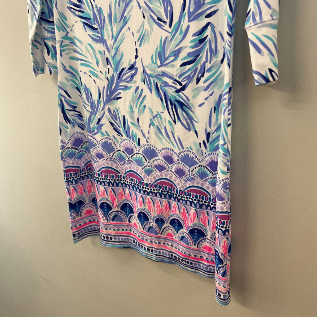 Lilly Pulitzer White/ Blue Print Long Sleeve Dress Small