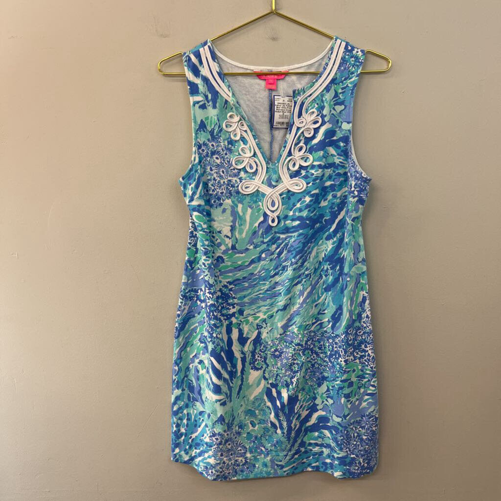 Lilly Pultizer Blue/ White Print Sleeveless Dress Medium