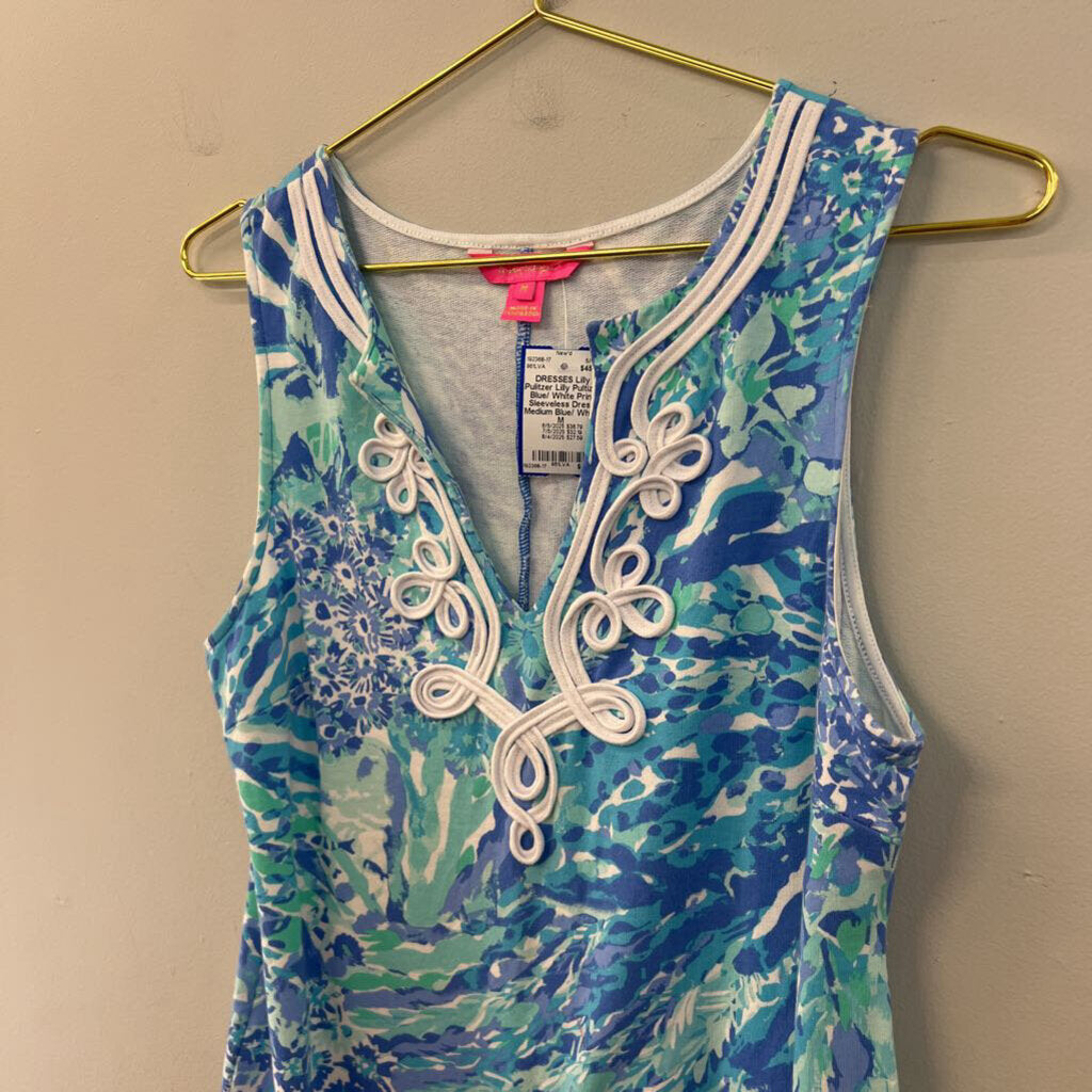 Lilly Pultizer Blue/ White Print Sleeveless Dress Medium