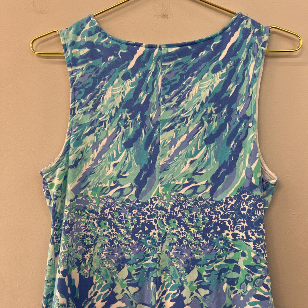 Lilly Pultizer Blue/ White Print Sleeveless Dress Medium