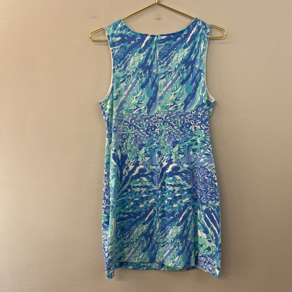 Lilly Pultizer Blue/ White Print Sleeveless Dress Medium