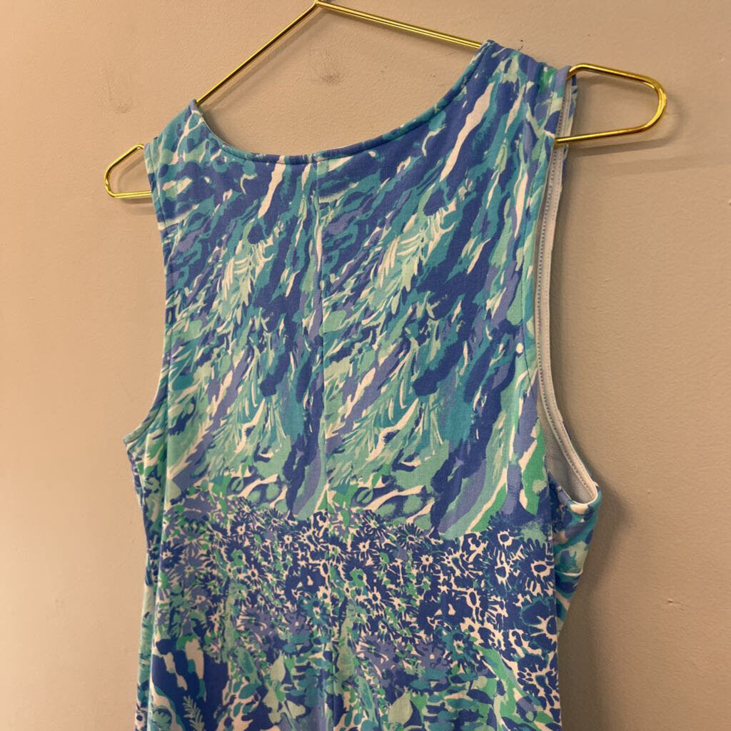 Lilly Pultizer Blue/ White Print Sleeveless Dress Medium
