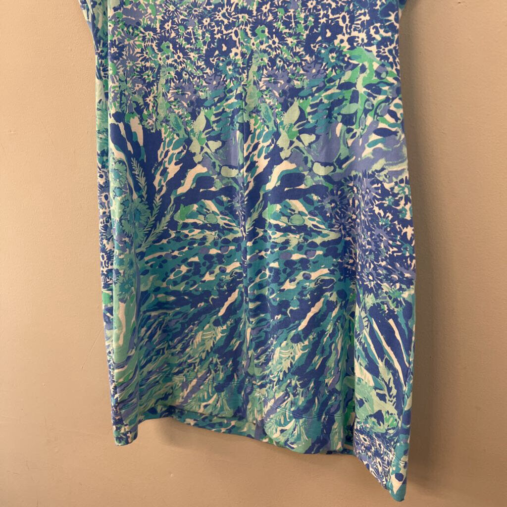 Lilly Pultizer Blue/ White Print Sleeveless Dress Medium