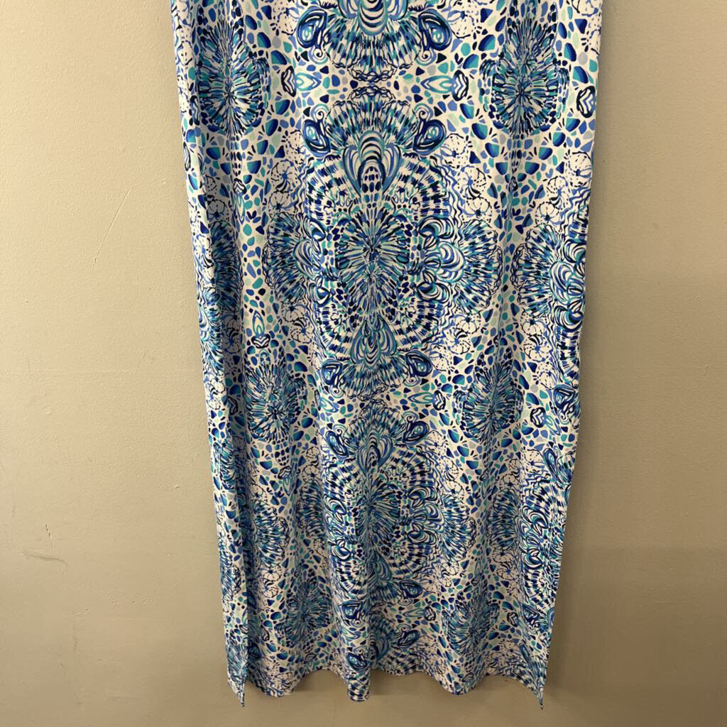 Lilly Pulitzer White/ Blue Print Short Sleeve Maxi Dress Small