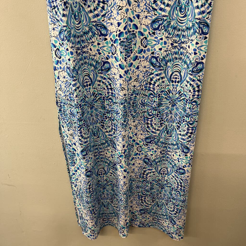 Lilly Pulitzer White/ Blue Print Short Sleeve Maxi Dress Small
