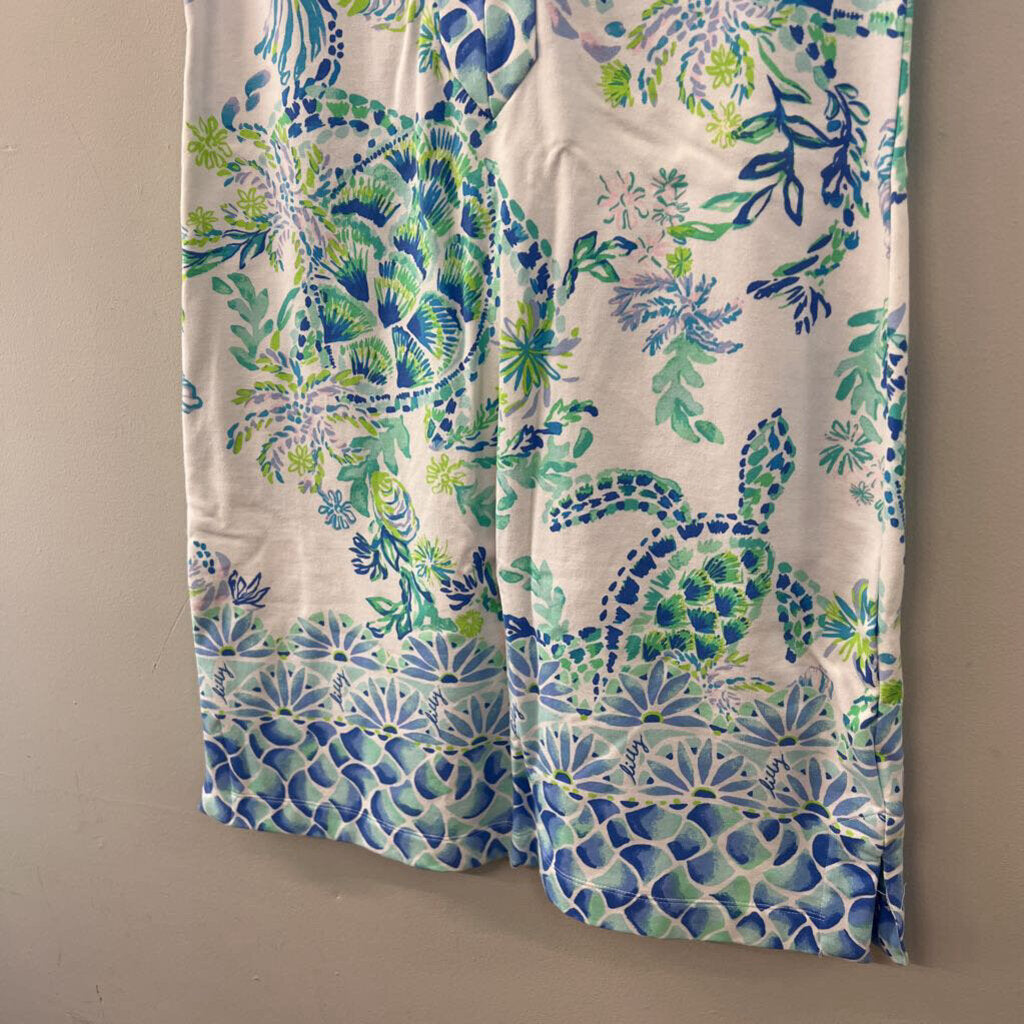 Lilly Pulitzer White/ Green/ Blue Print Sleeveless Dress Small