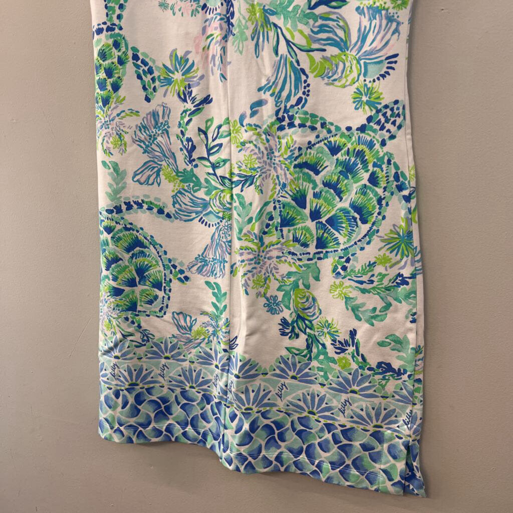 Lilly Pulitzer White/ Green/ Blue Print Sleeveless Dress Small