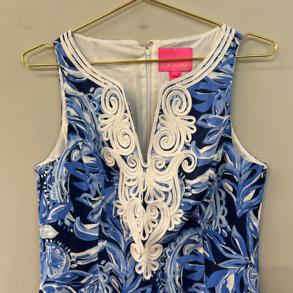 Lilly Pulitzer Blue/ White Print Sleeveless Dress 8