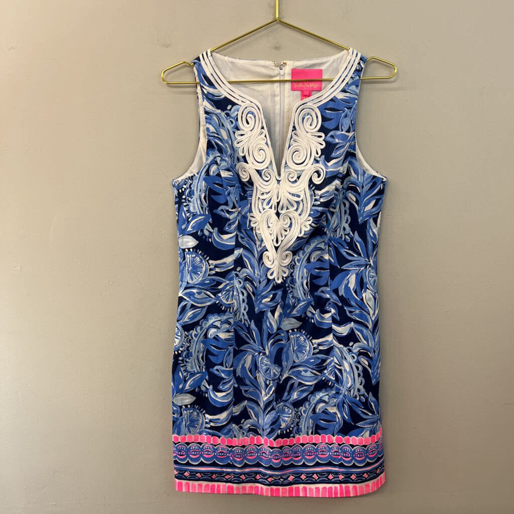 Lilly Pulitzer Blue/ White Print Sleeveless Dress 8