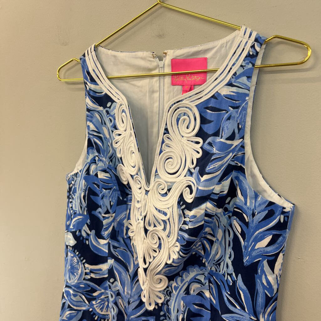Lilly Pulitzer Blue/ White Print Sleeveless Dress 8