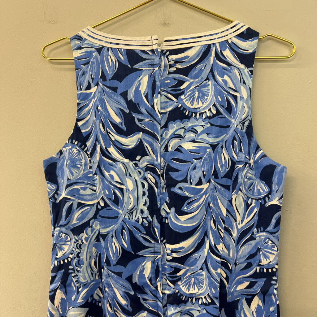 Lilly Pulitzer Blue/ White Print Sleeveless Dress 8