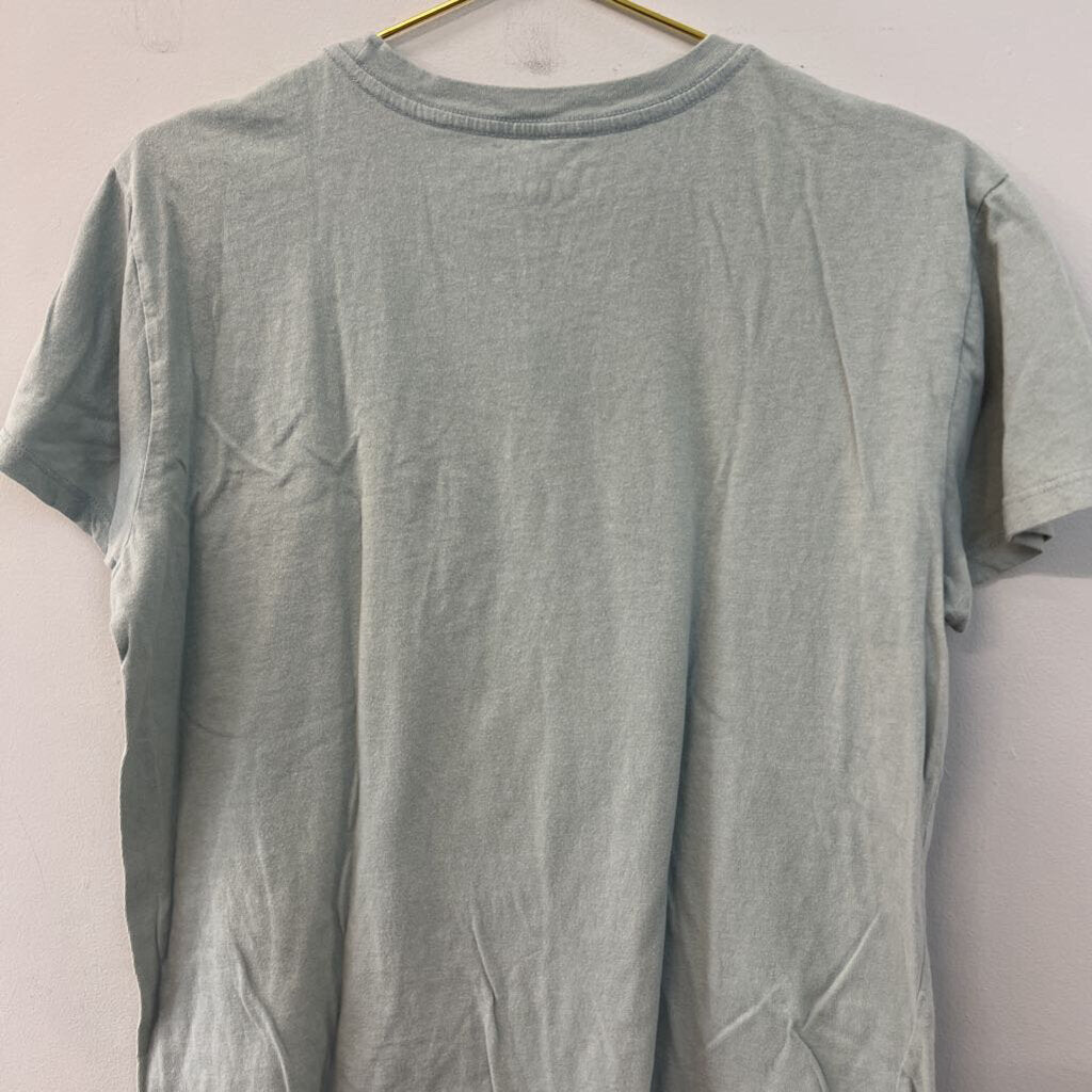 Doe Blue/ Black Flower Print Short Sleeve Graphic Tee Large