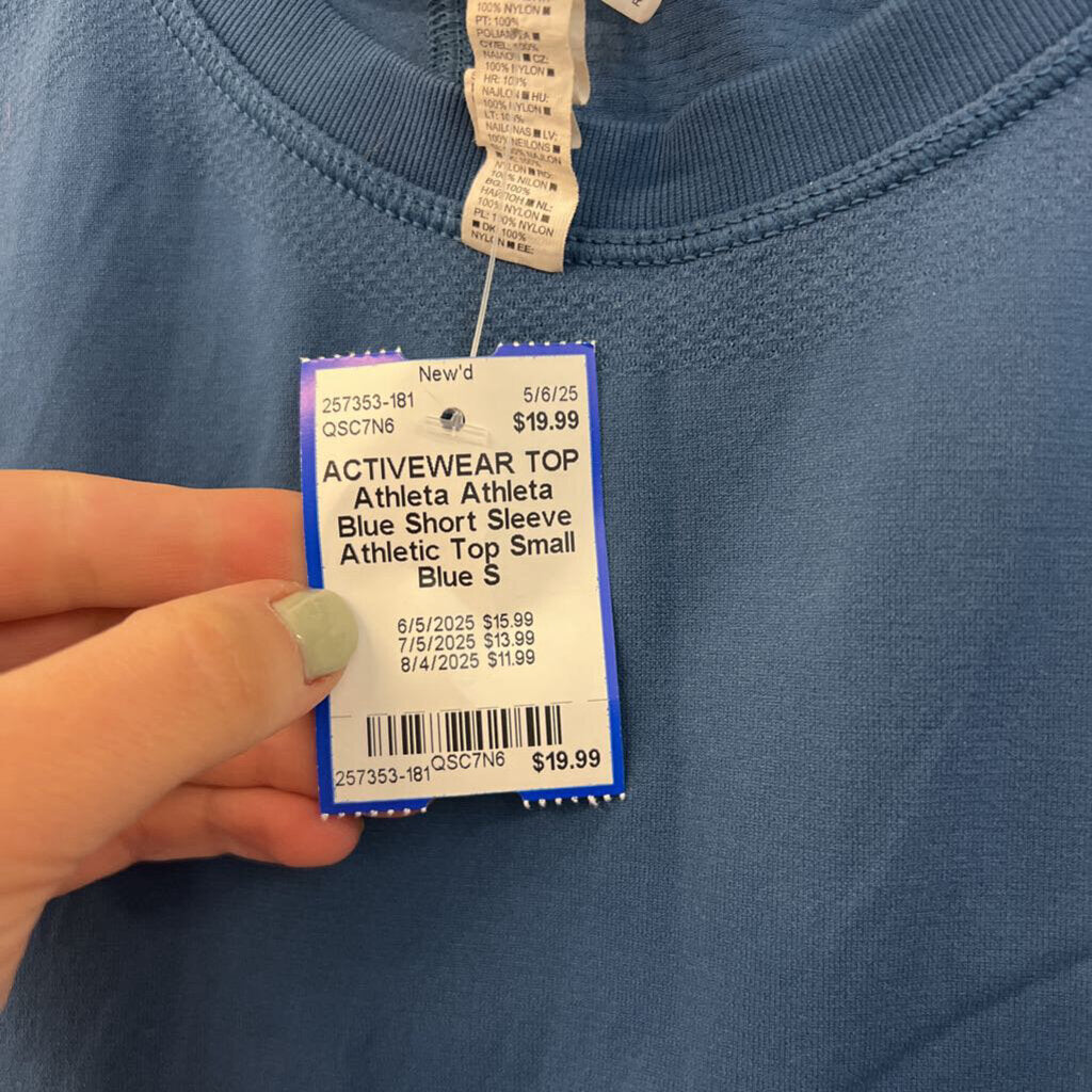 Athleta Blue Short Sleeve Athletic Top Small