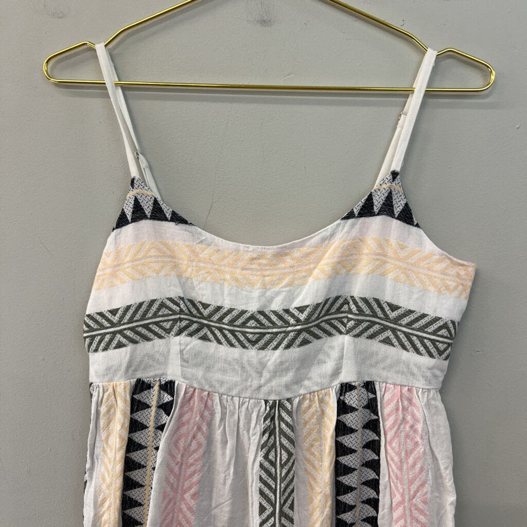 Mi Ami White/ Multi Print Baby Doll Dress Small