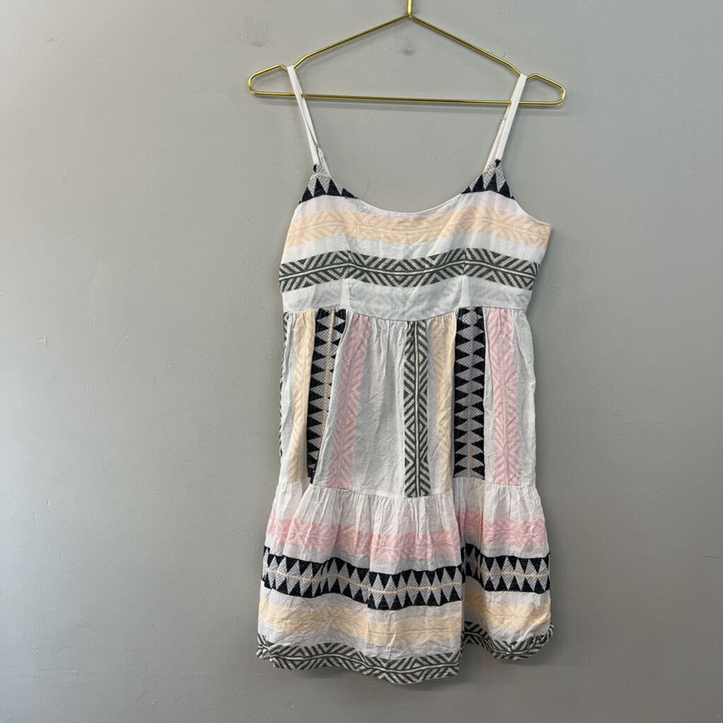 Mi Ami White/ Multi Print Baby Doll Dress Small