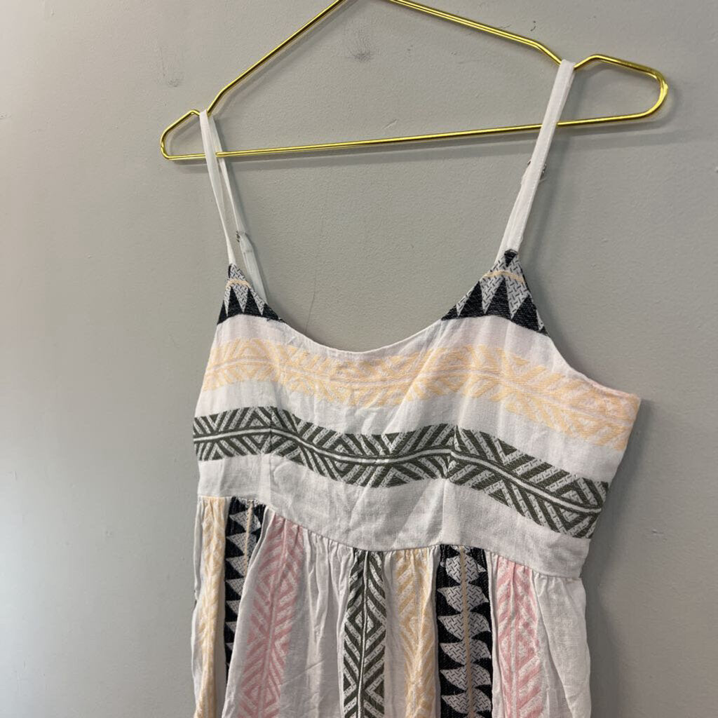 Mi Ami White/ Multi Print Baby Doll Dress Small