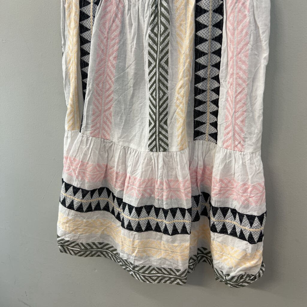 Mi Ami White/ Multi Print Baby Doll Dress Small
