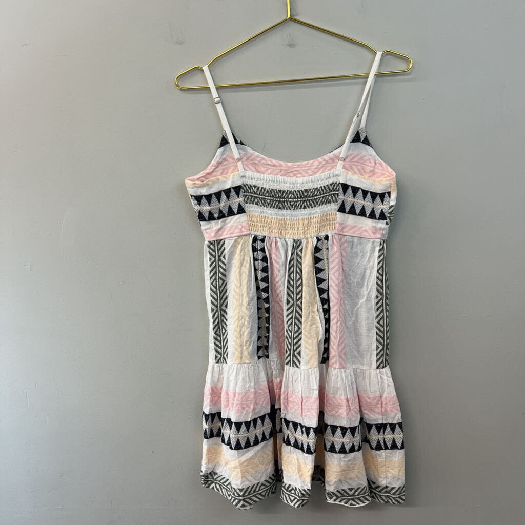 Mi Ami White/ Multi Print Baby Doll Dress Small