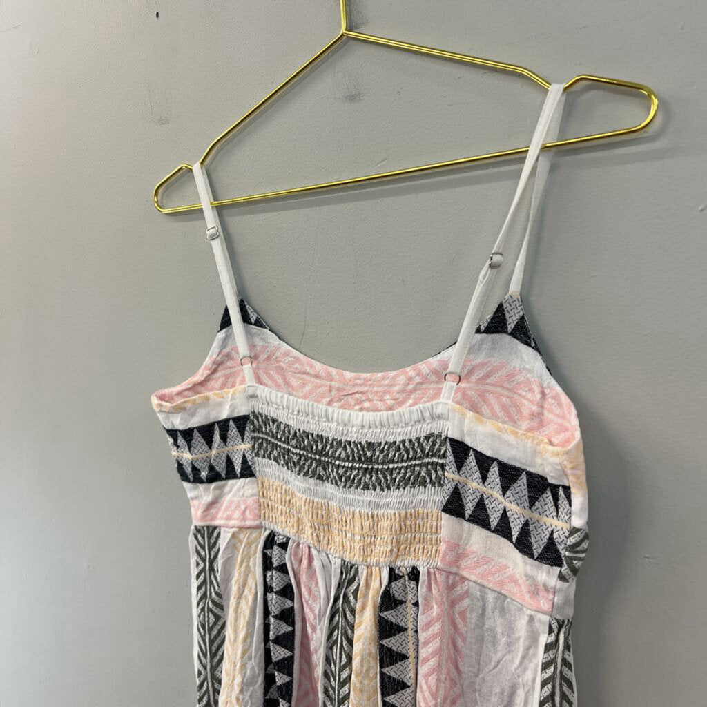 Mi Ami White/ Multi Print Baby Doll Dress Small