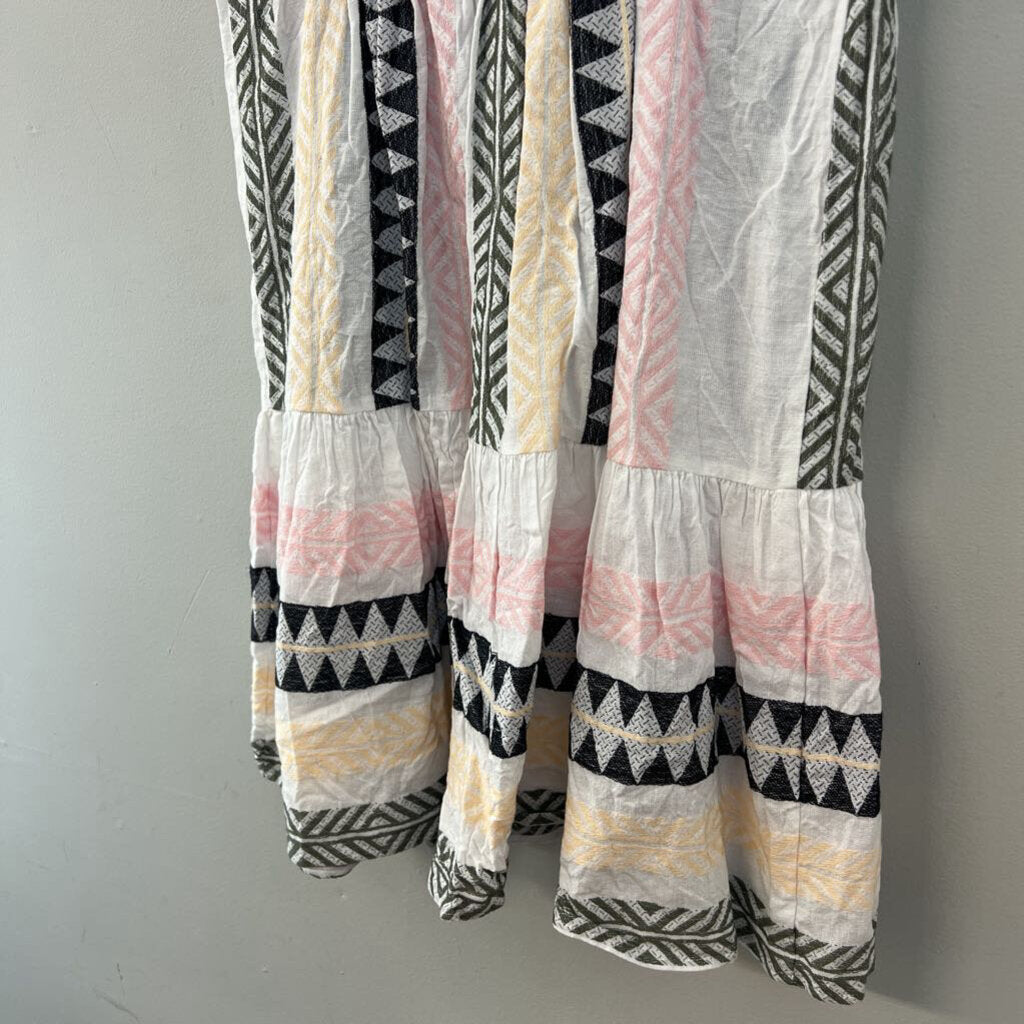 Mi Ami White/ Multi Print Baby Doll Dress Small