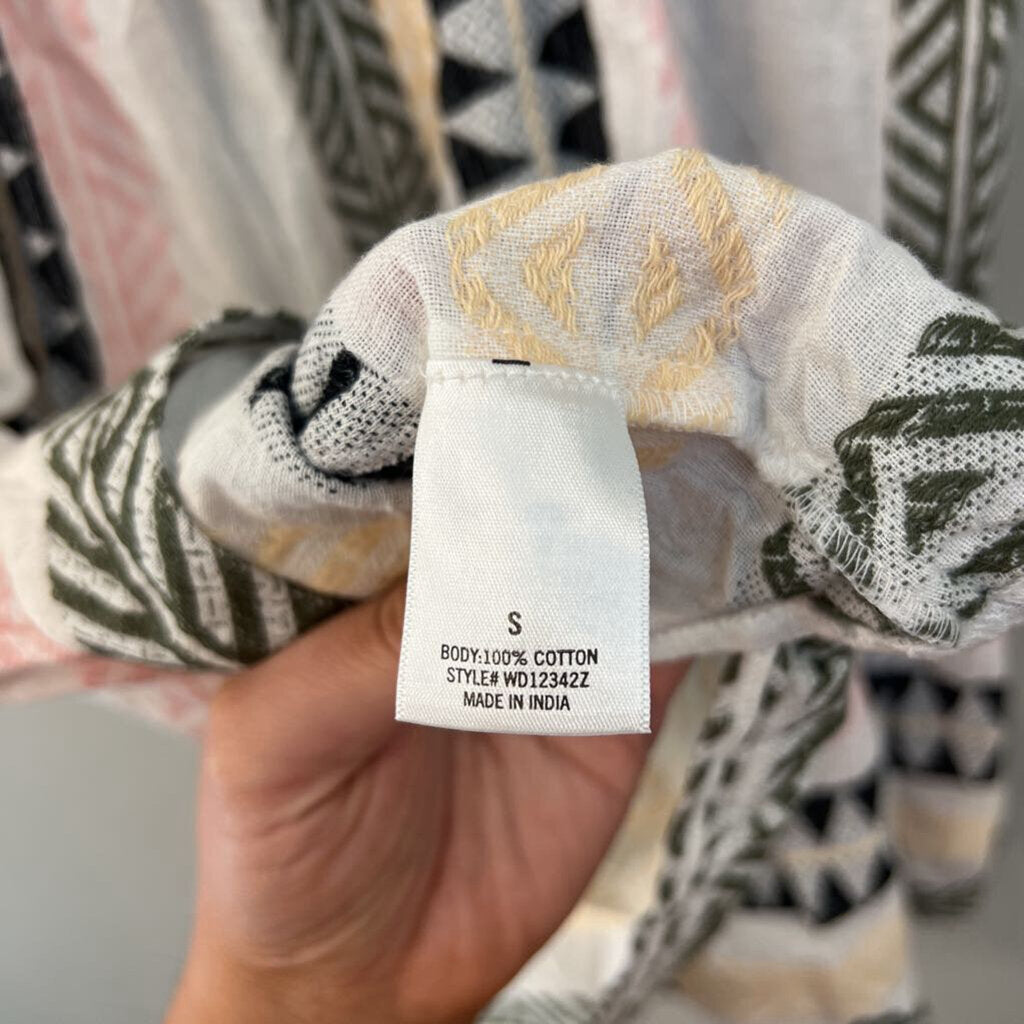 Mi Ami White/ Multi Print Baby Doll Dress Small