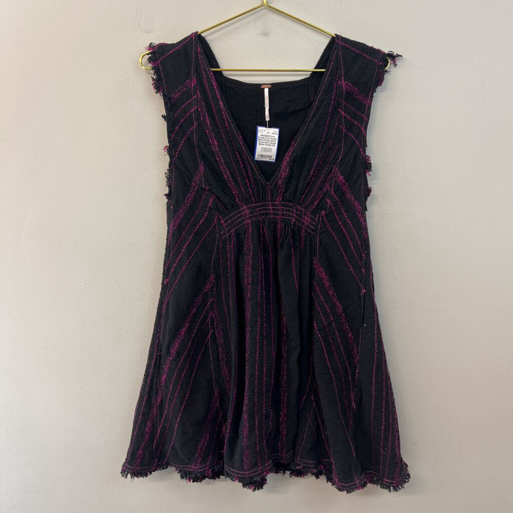 Free People Black/Purple Boho Dress Extra Small
