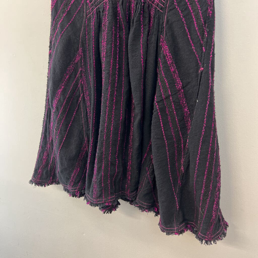 Free People Black/Purple Boho Dress Extra Small