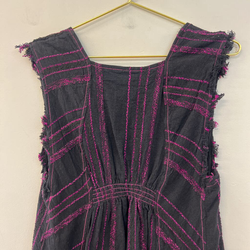 Free People Black/Purple Boho Dress Extra Small