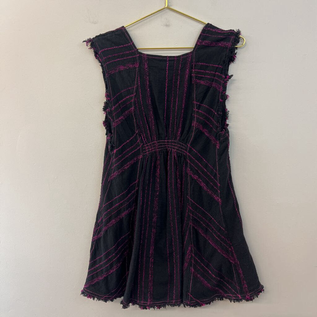 Free People Black/Purple Boho Dress Extra Small