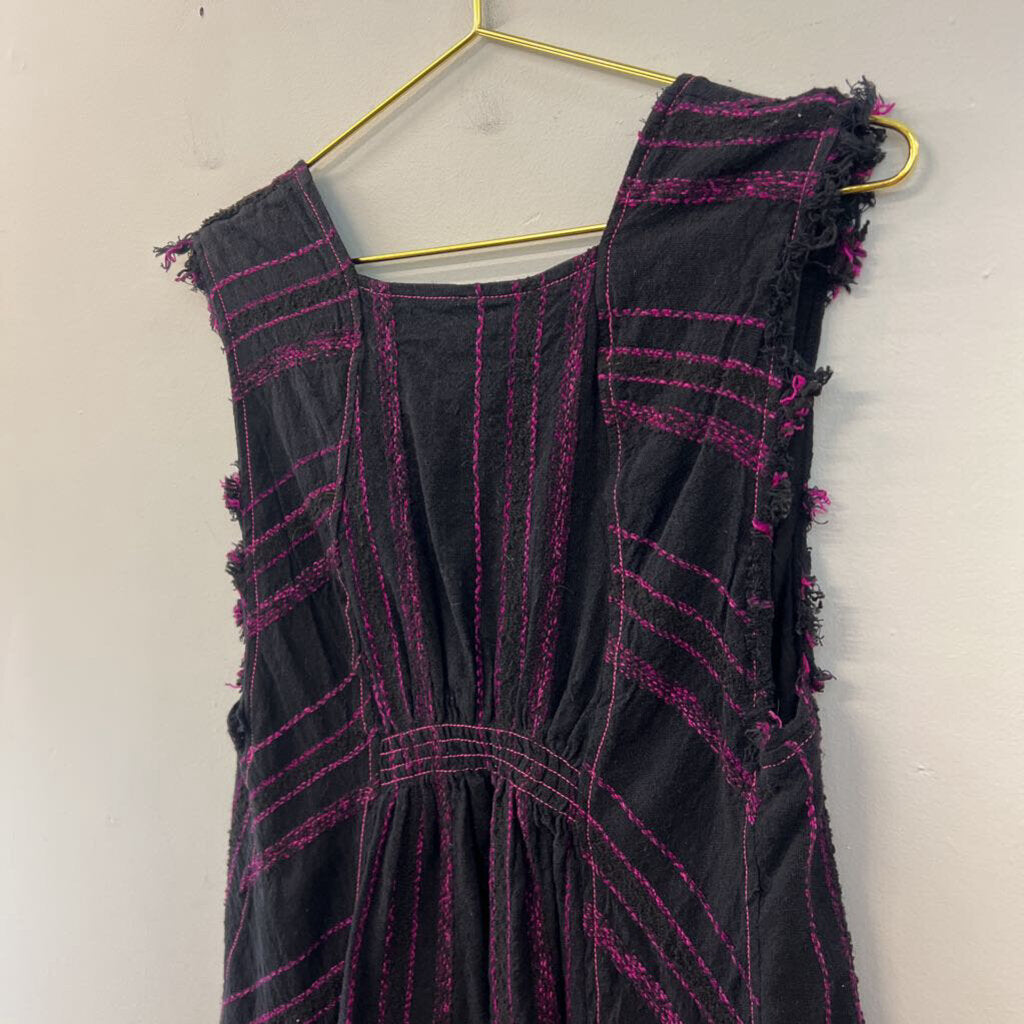 Free People Black/Purple Boho Dress Extra Small