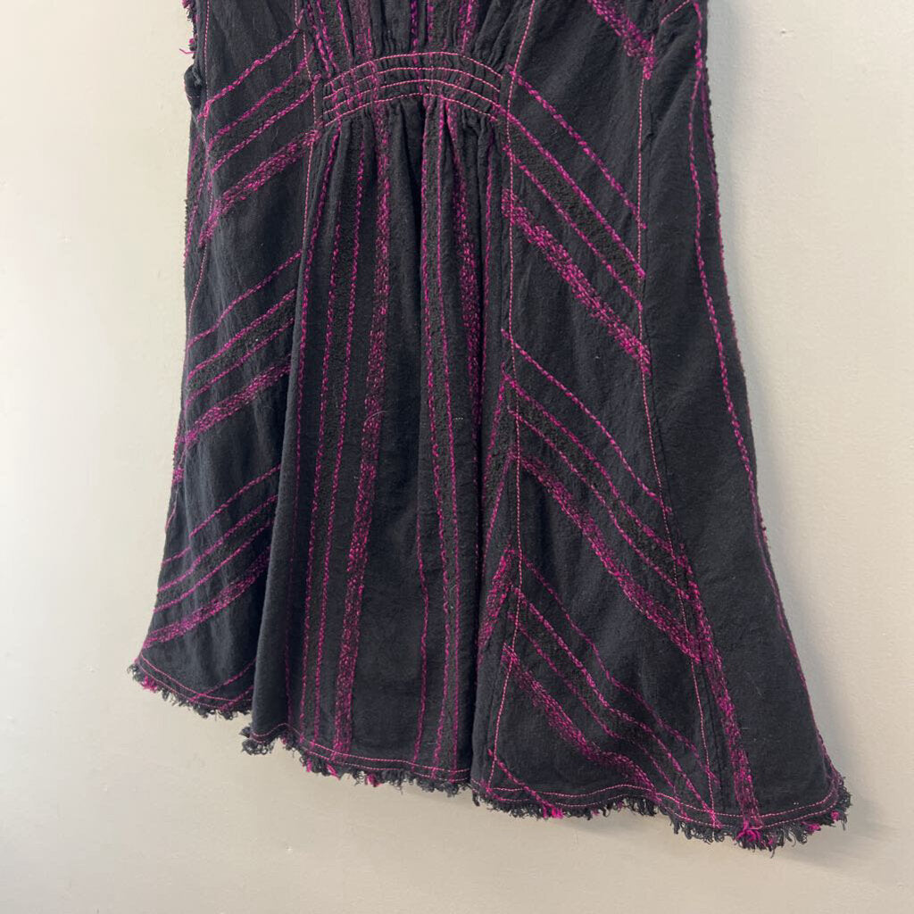 Free People Black/Purple Boho Dress Extra Small