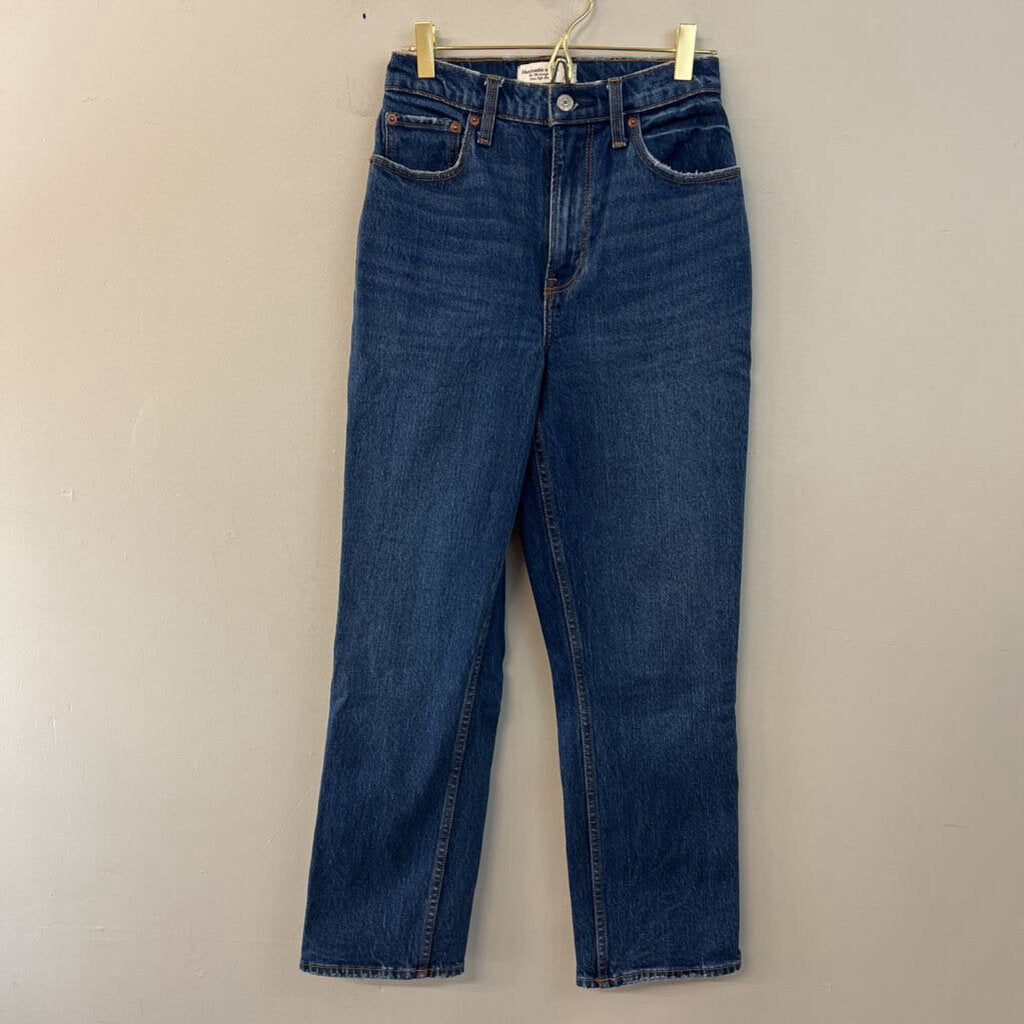 Abercrombie and Fitch Dark Wash The 90s Straight Ultra High Rise Jeans 25