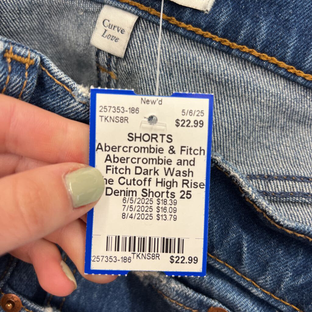 Abercrombie and Fitch Dark Wash The Cutoff High Rise Denim Shorts 25