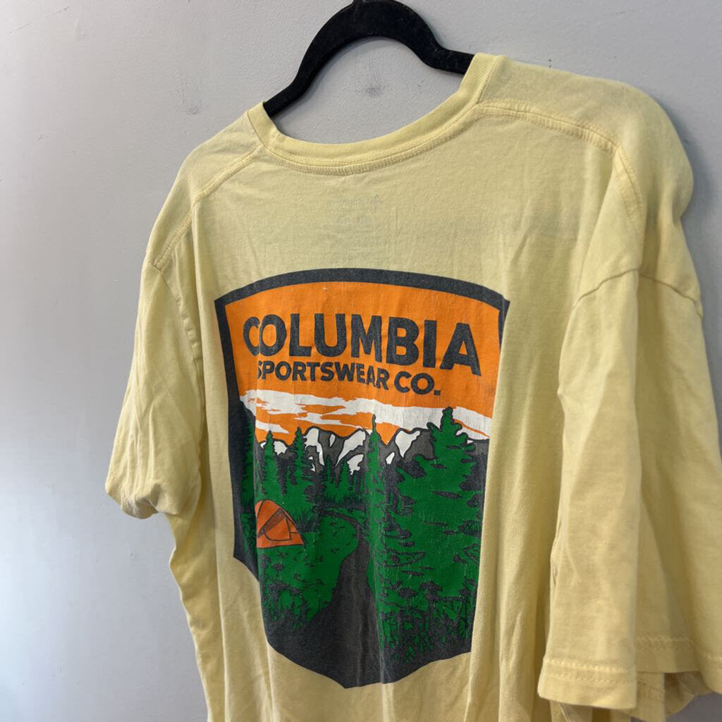 Columbia Yellow Short Sleeve Graphic Tee Extra Large