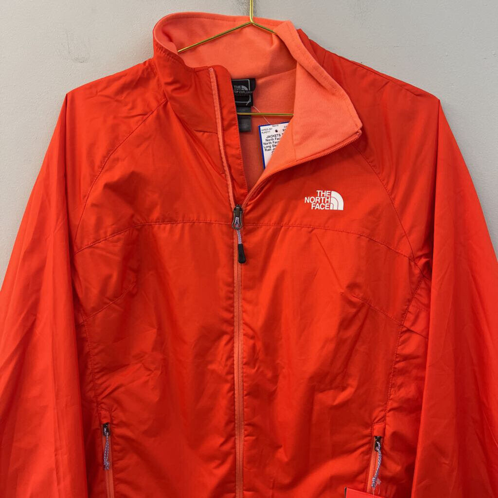 The North Face Orange Long Sleeve Zip Up Rain Jacket Large