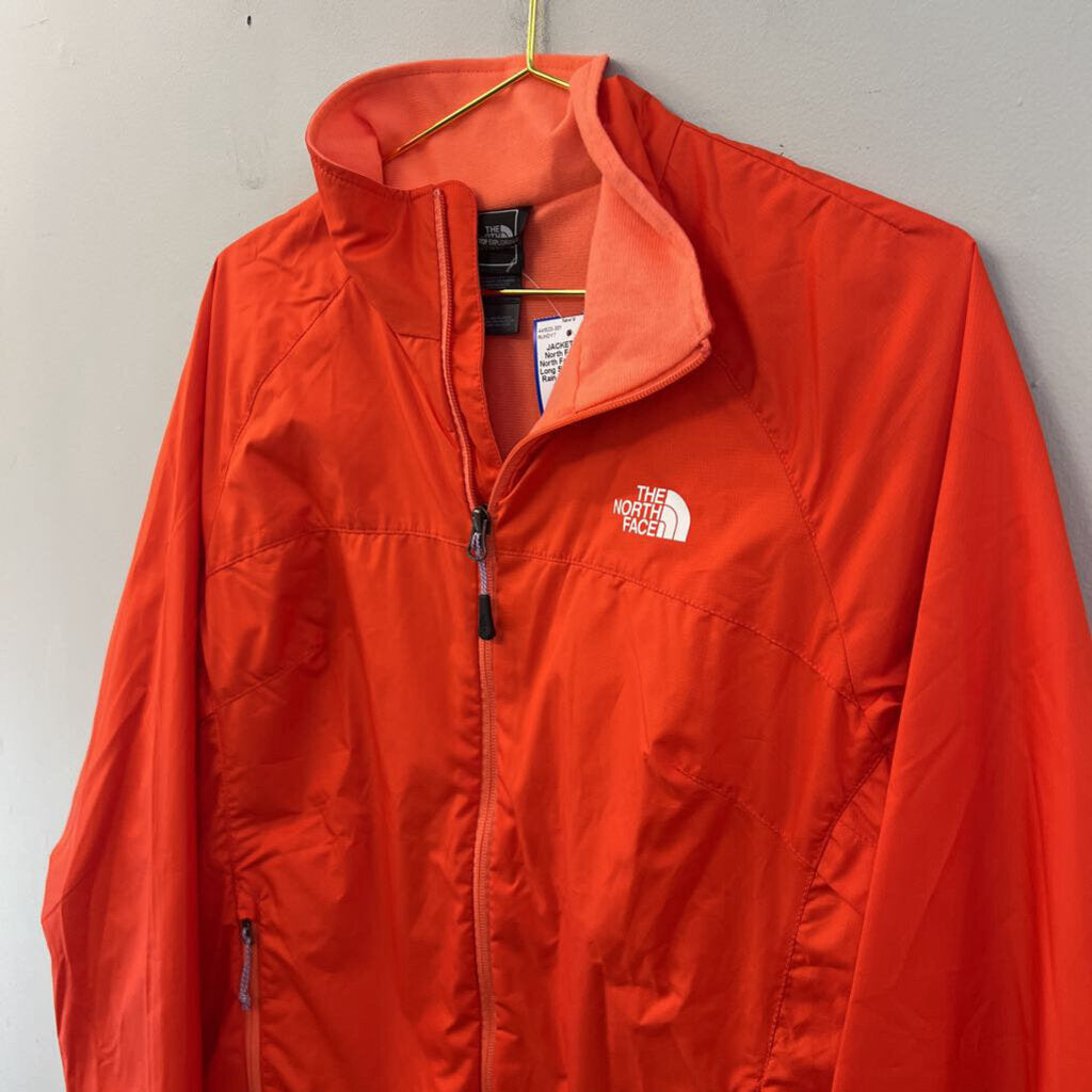 The North Face Orange Long Sleeve Zip Up Rain Jacket Large