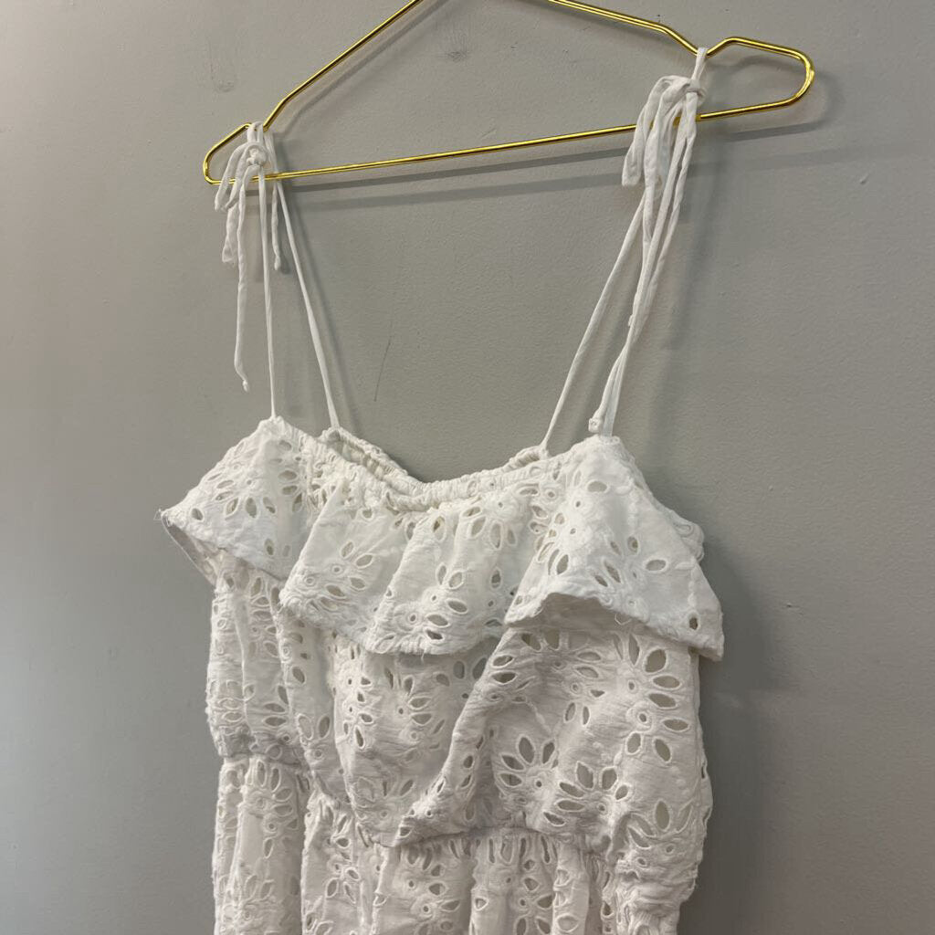 First Monday White Eyelet Lace Midi Dress Large