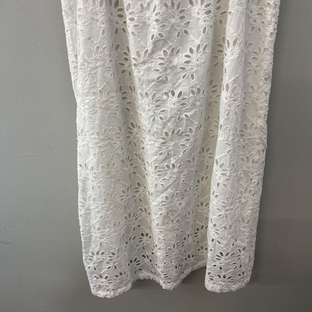 First Monday White Eyelet Lace Midi Dress Large