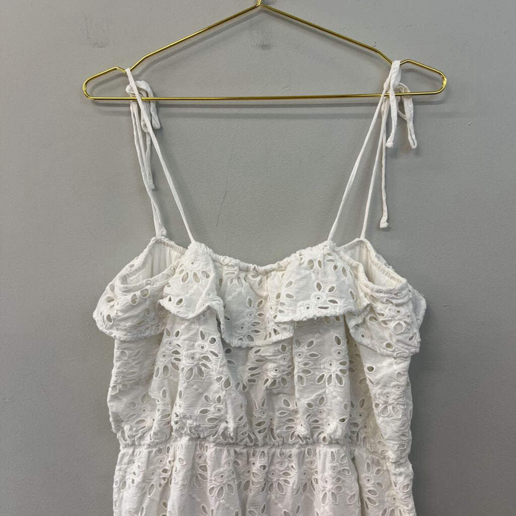 First Monday White Eyelet Lace Midi Dress Large