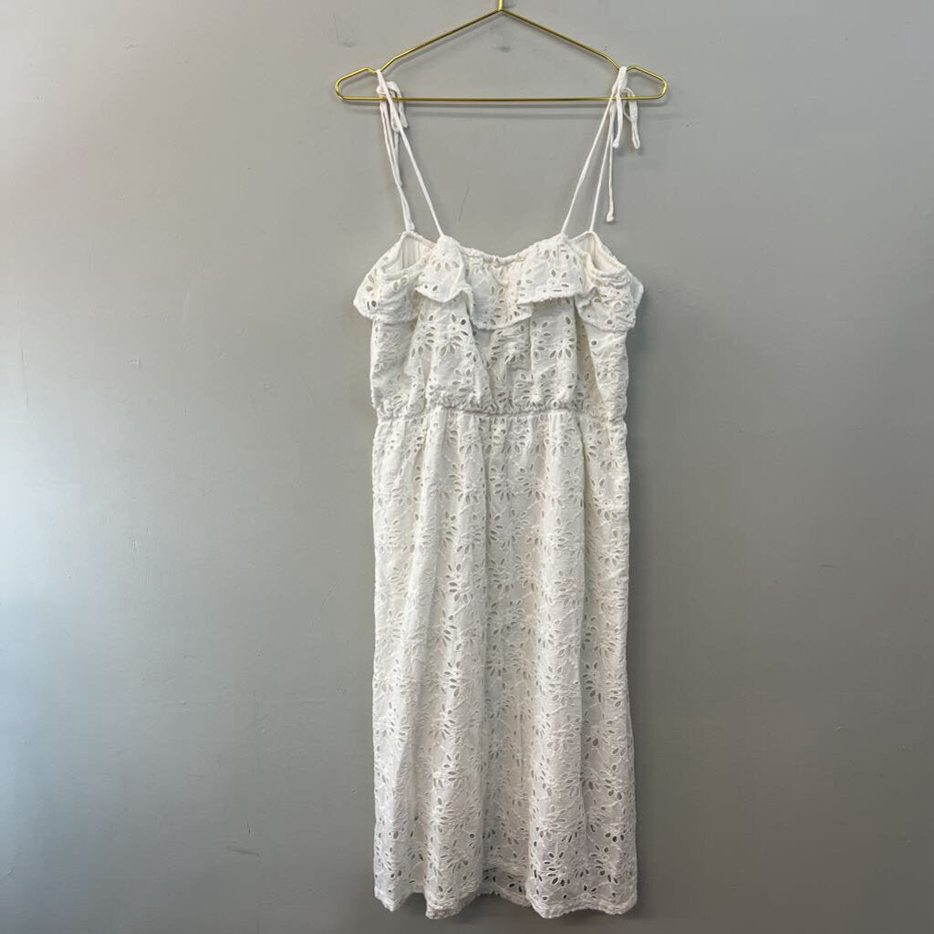 First Monday White Eyelet Lace Midi Dress Large