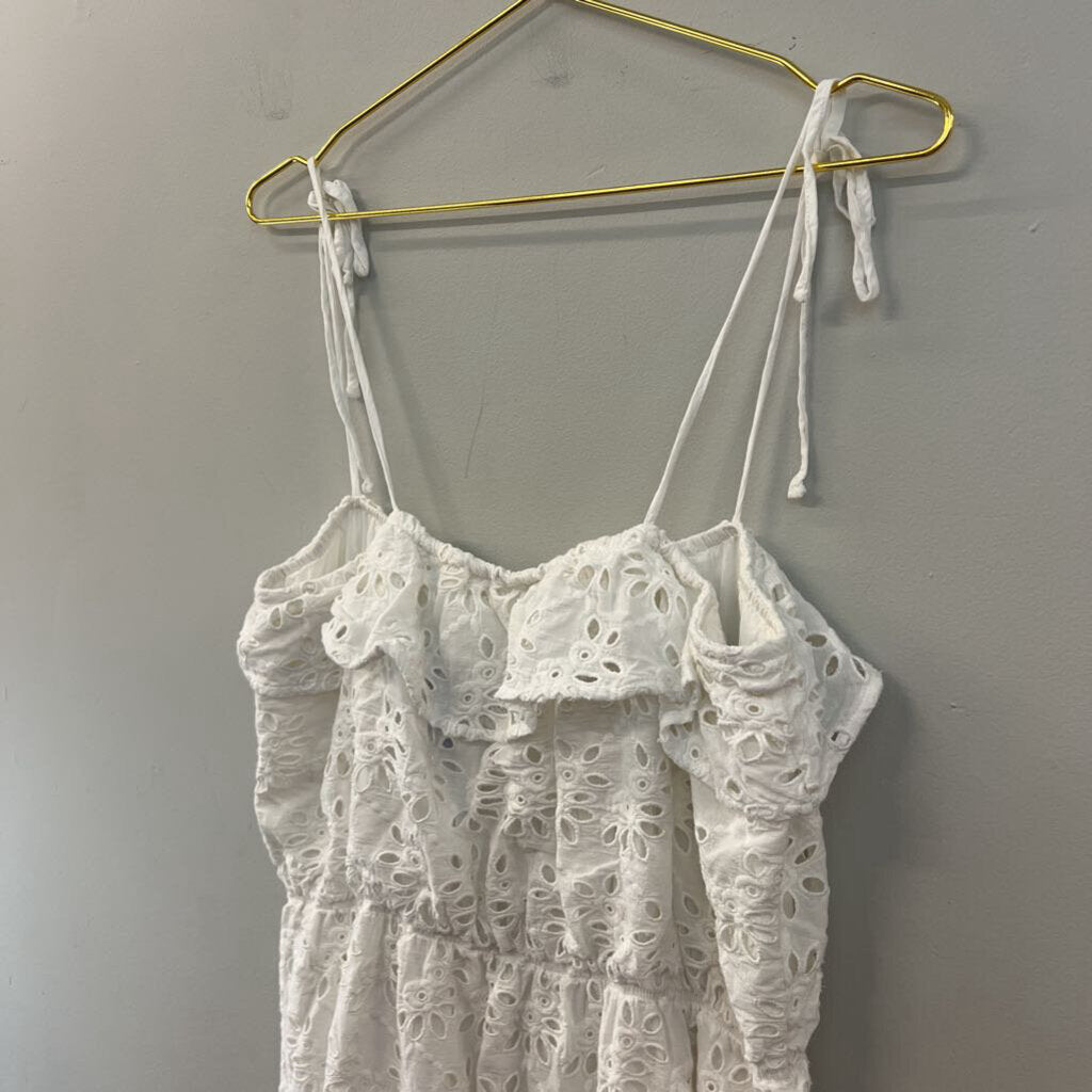 First Monday White Eyelet Lace Midi Dress Large