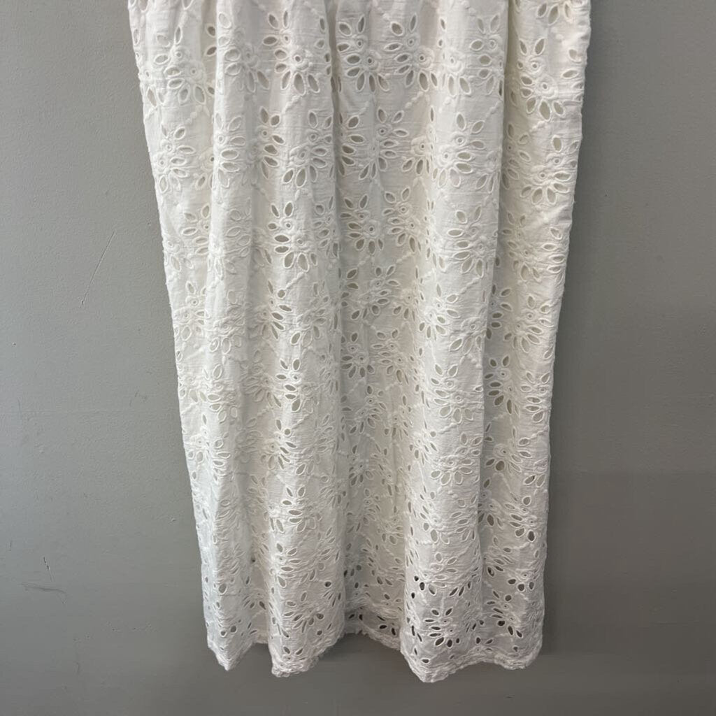 First Monday White Eyelet Lace Midi Dress Large