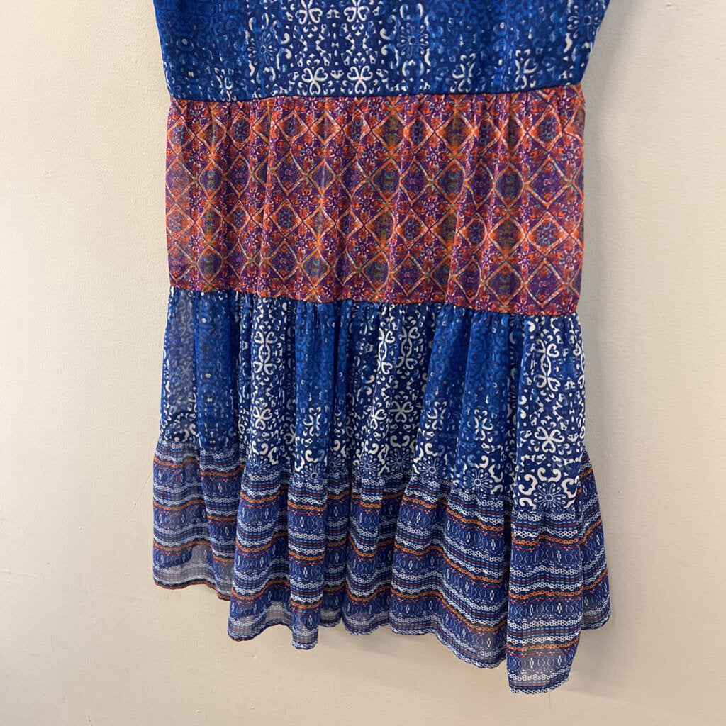 Xtraordinary Blue/ Multi Stripe Print Dress Small