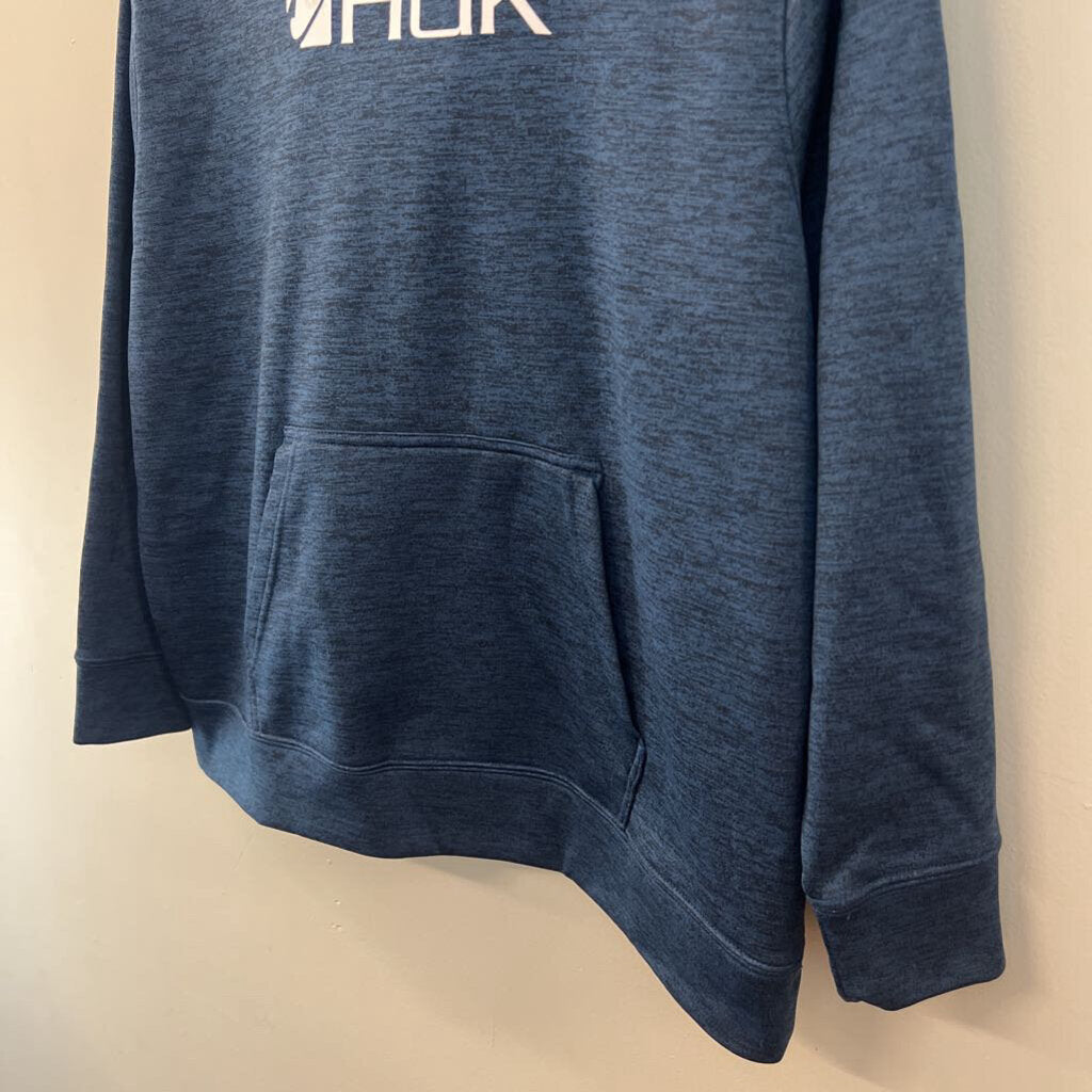 Huk Blue/ White Logo Long Sleeve Hoodie Extra Large Youth
