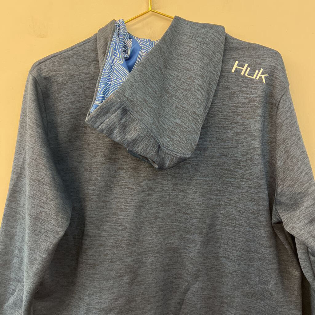 Huk Blue/ White Logo Long Sleeve Hoodie Extra Large Youth