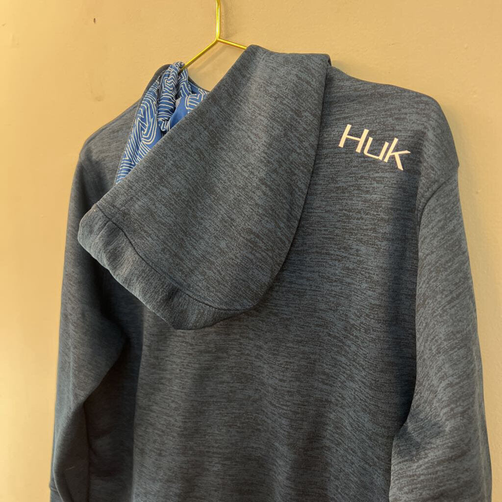Huk Blue/ White Logo Long Sleeve Hoodie Extra Large Youth